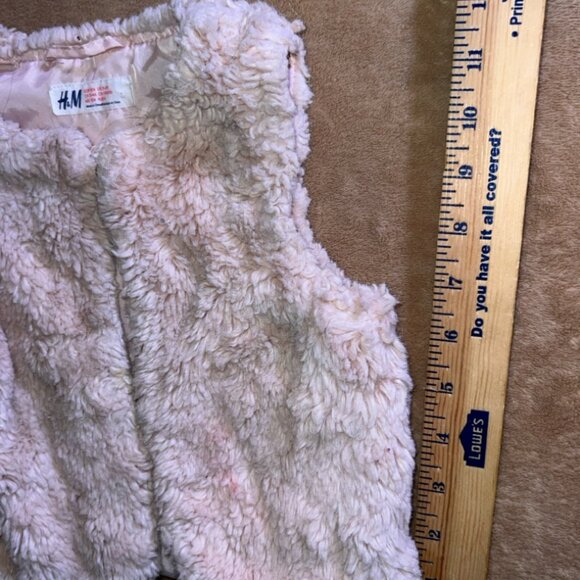 H&M Toddler 3-4Y Faux Fur Light Pink Super Soft Single Button Vest (S) - Picture 4 of 5
